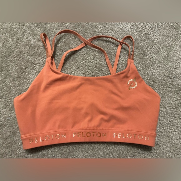 Women’s Peloton Strappy Sparkly Sports Bra Rust Orange Size M - Picture 3 of 8